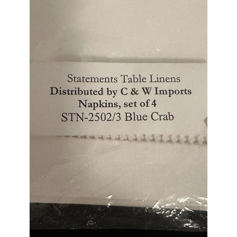 C & W imports Blue Crab Embroidered Cloth Napkins-set Of 4-Discontiued Coastal